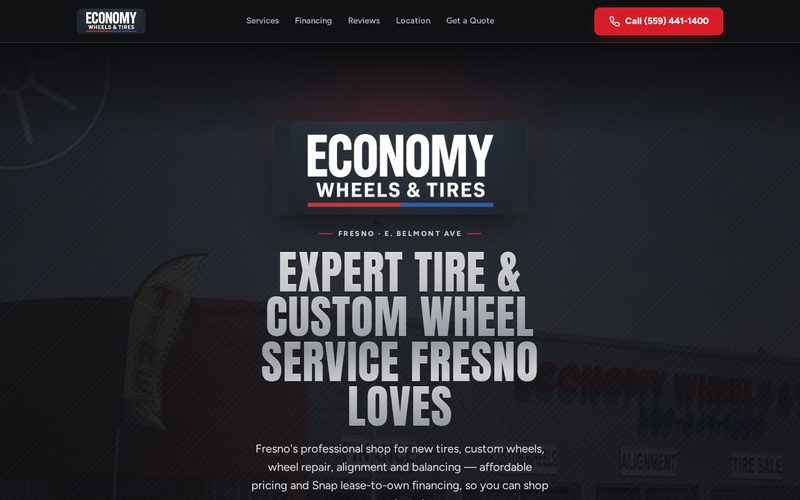 Economy Wheels & Tires website, built by Fresno Web Pro