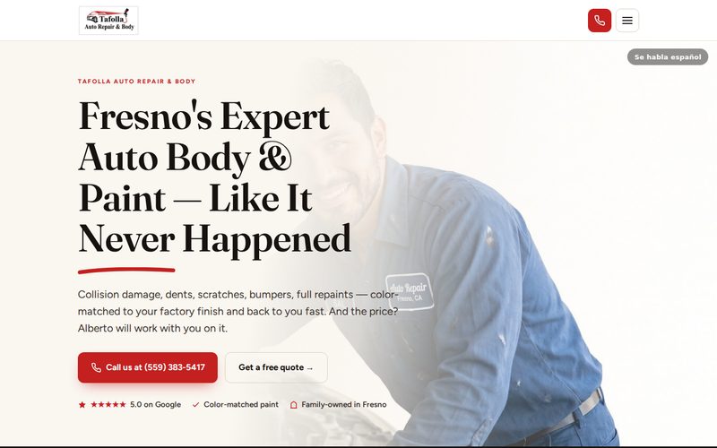 Tafolla Auto Repair & Body website, built by Fresno Web Pro
