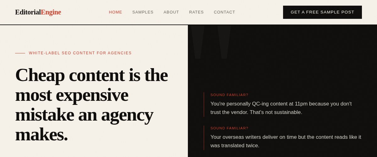Editorial Engine website screenshot
